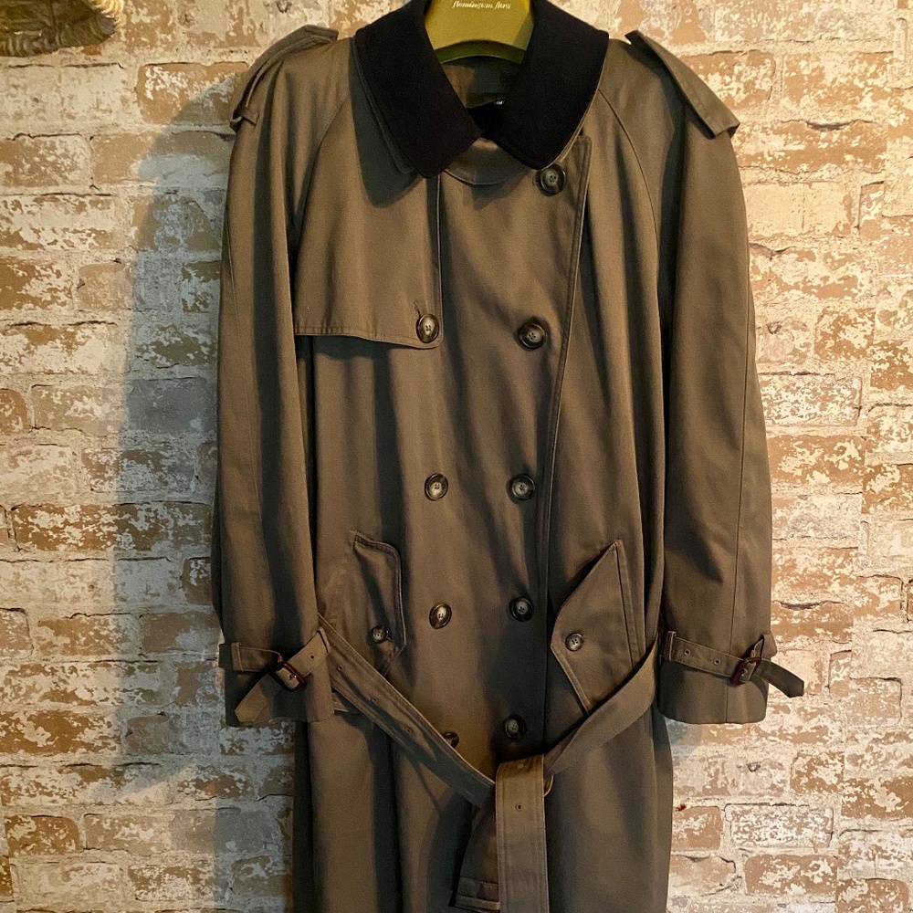 VTG Ralph Lauren Heavyweight Tan Trench Coat with Removable Wool Liner Sz 42S